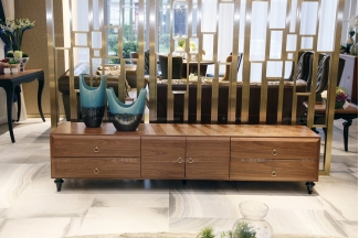 水多视频直播家具品牌自然主义风原木色实木电视柜