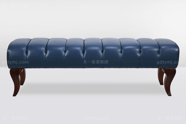 水多视频直播水多多APP视频永久免费网自然主义风格卧室实木真皮深蓝色软包大床系列床尾凳