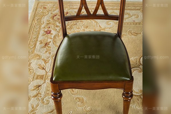 别墅豪宅家具品牌水多视频直播好实木头层黄牛皮美式餐椅实木真皮餐椅