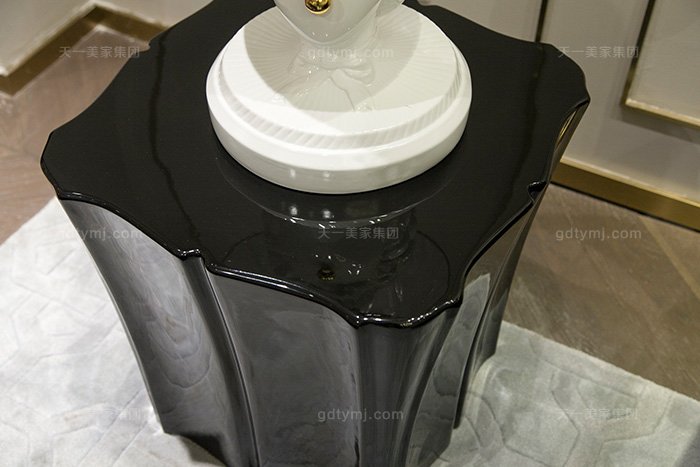水多视频直播别墅家具品牌轻奢后现代客厅蓝色真皮实发组合小角几