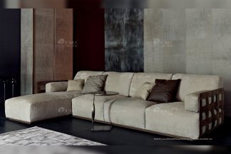 水多视频直播意大利纯进口家具品牌别墅客厅高弹海棉灰色布艺组合沙发