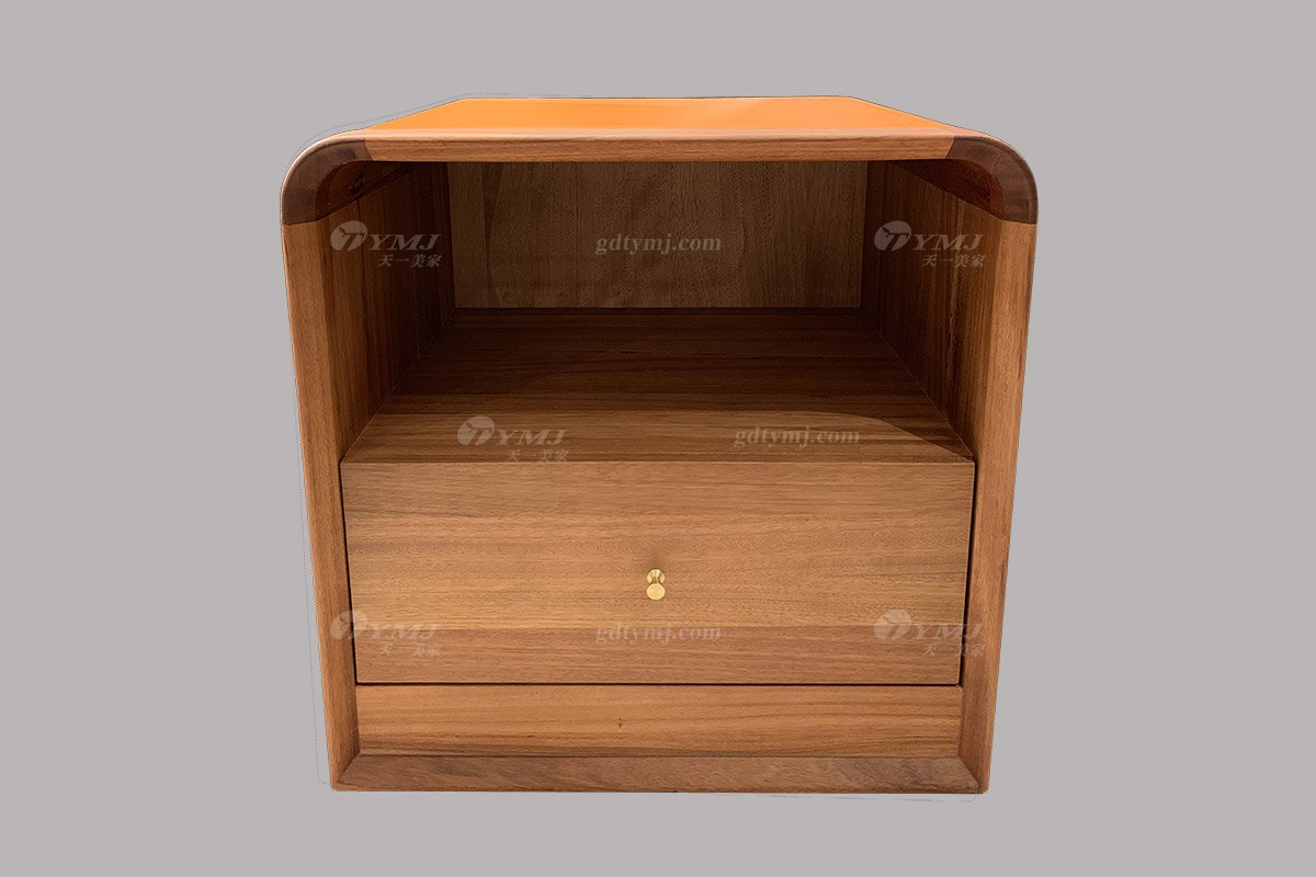 水多视频直播会所家具品牌奢华样板房家具轻奢水多视频IOS破解版下载风格卧室胡桃色实木床组合系列床头柜