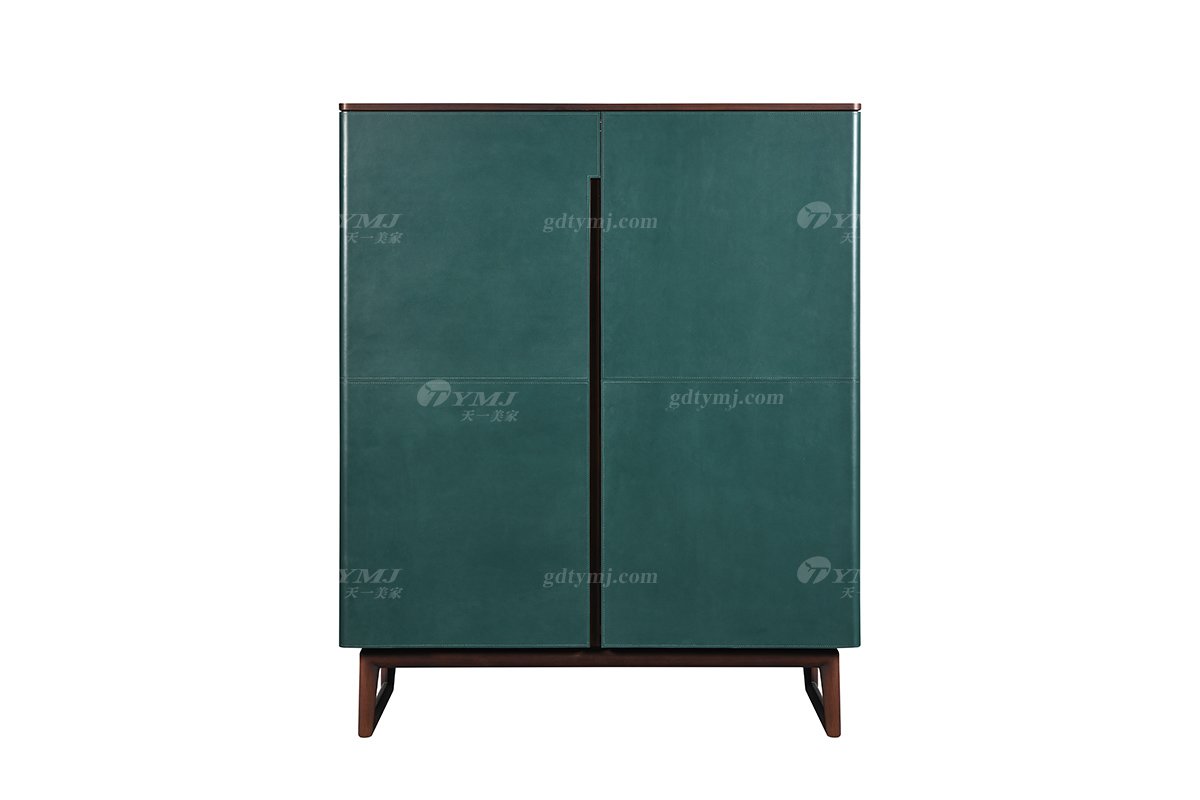 现代时尚水多多APP视频永久免费网品牌高档家具餐厅绿色皮艺+白蜡实木酒柜
